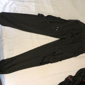 Ribbon Pockets Long Elastic Sport Jogger Pants